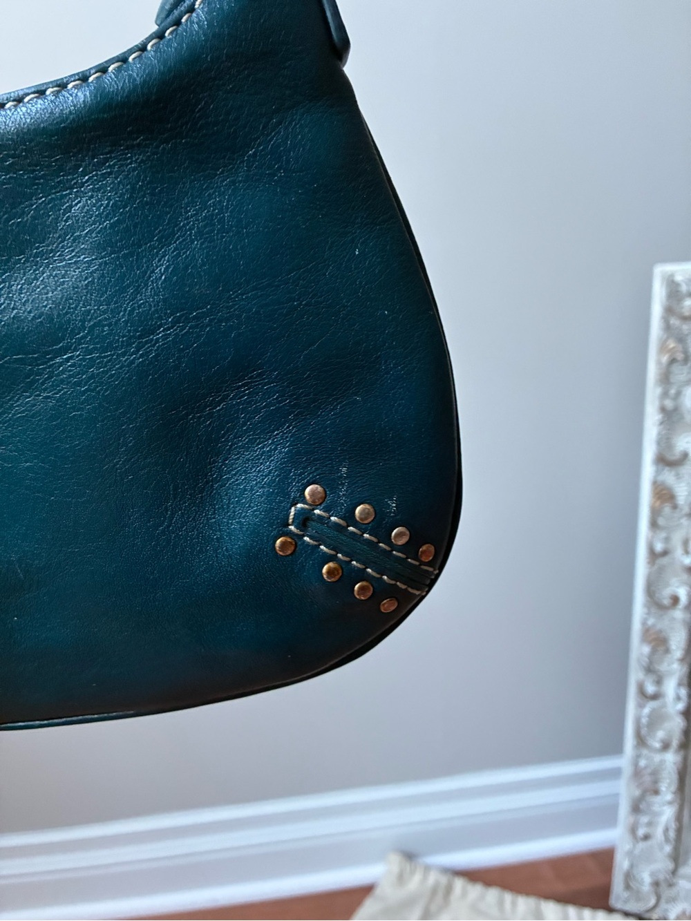 Michael Kors Astor Studded Leather Shoulder Bag, Teal, Vintage - Picture 7 of 11